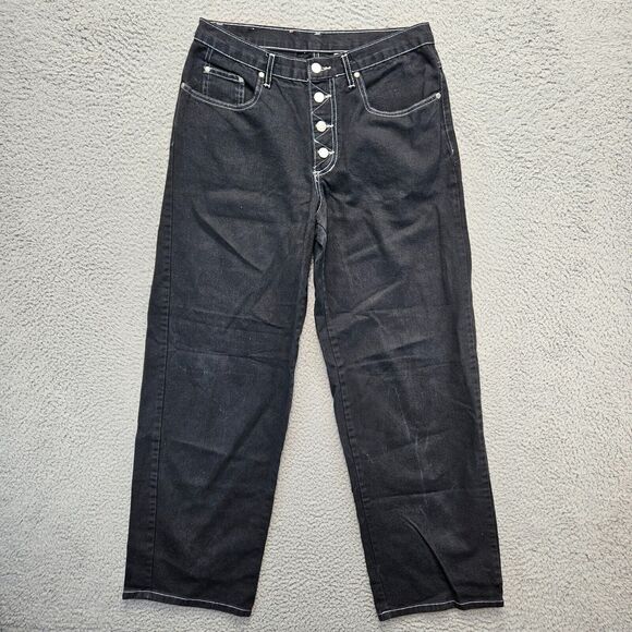 Vintage Be Bop Jeans Womens Size 13 Black Denim Straight Leg Button Fly USA Made - Picture 1 of 9